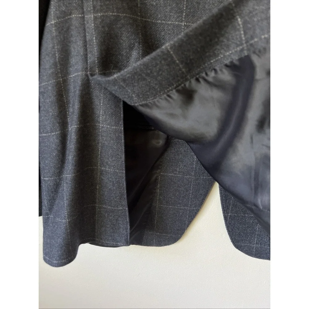 Saks Fifth Ave Men's Cashmere Windowpane Blazer 44R Slim Jacket Sport Coat